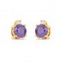 Gold Purple Stone Shining Earrings