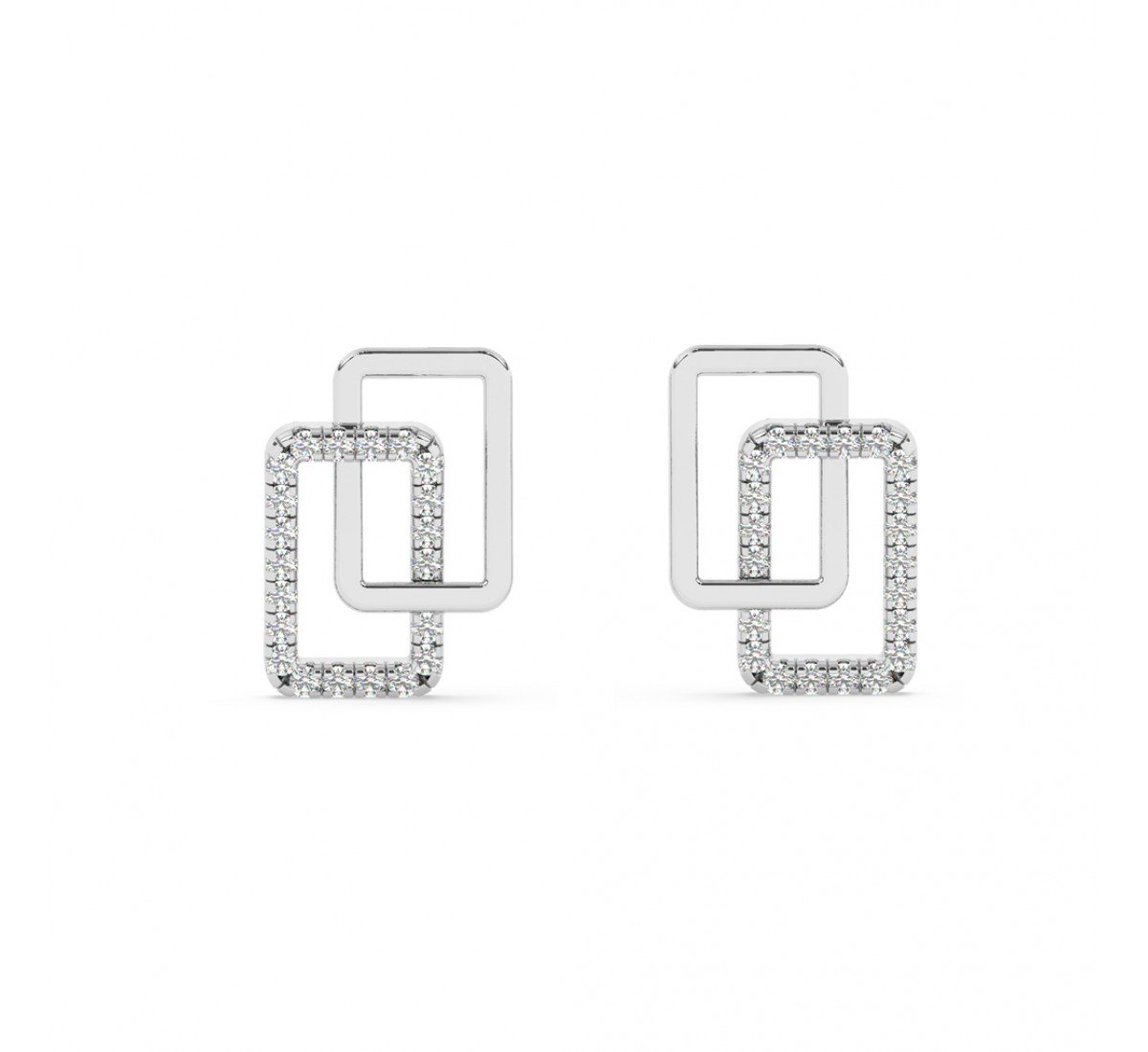 Silver Geometric Shape Zircon Studded Earrings