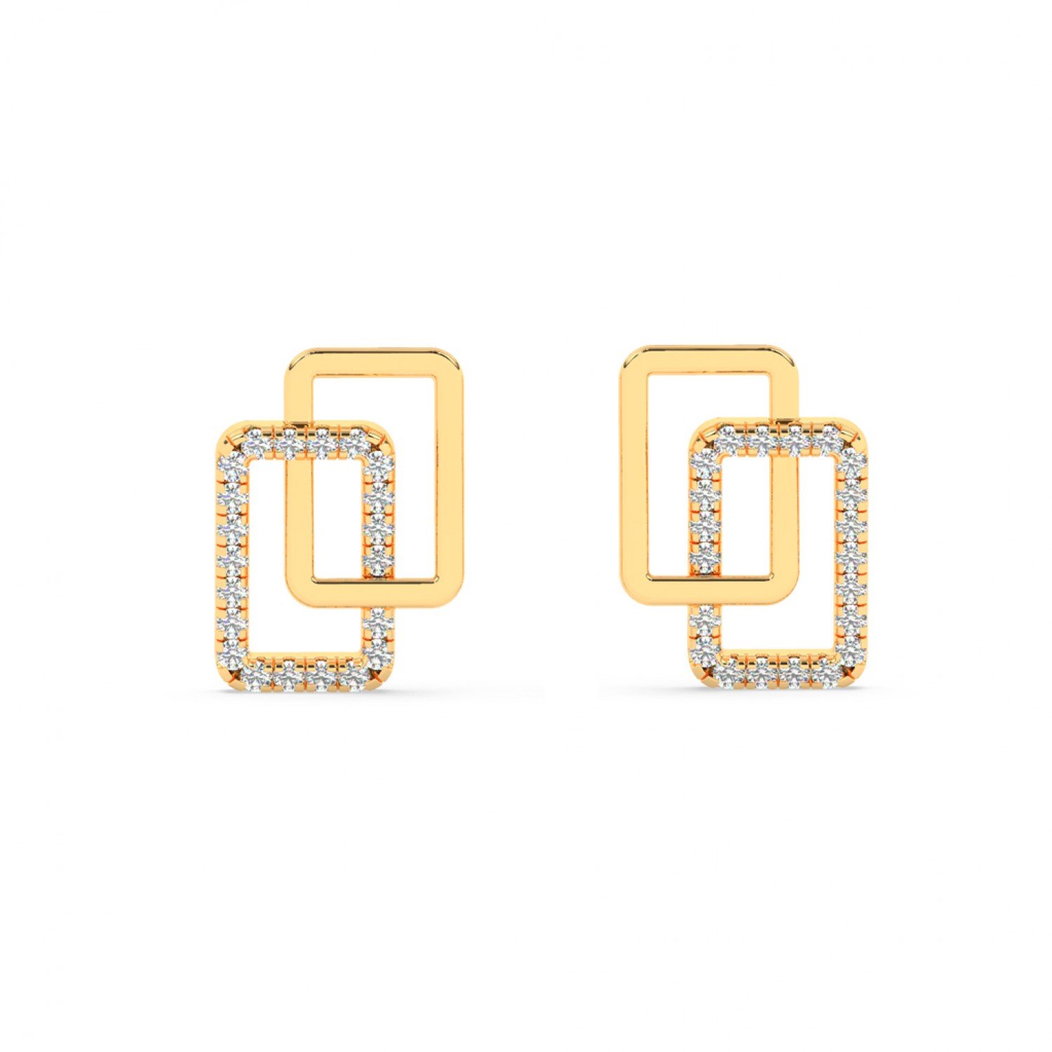 Gold Geometric Shape Zircon Studded Earrings