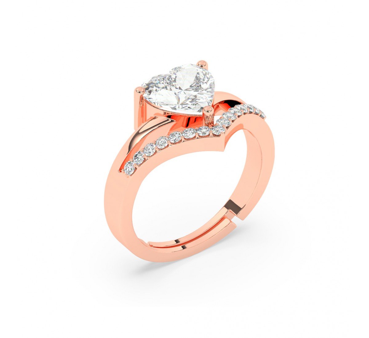 Rose Gold Heart Solitaire Ring