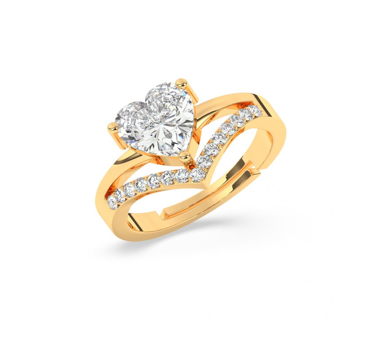 Gold Heart Solitaire Ring