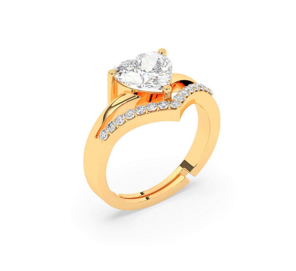 Gold Heart Solitaire Ring