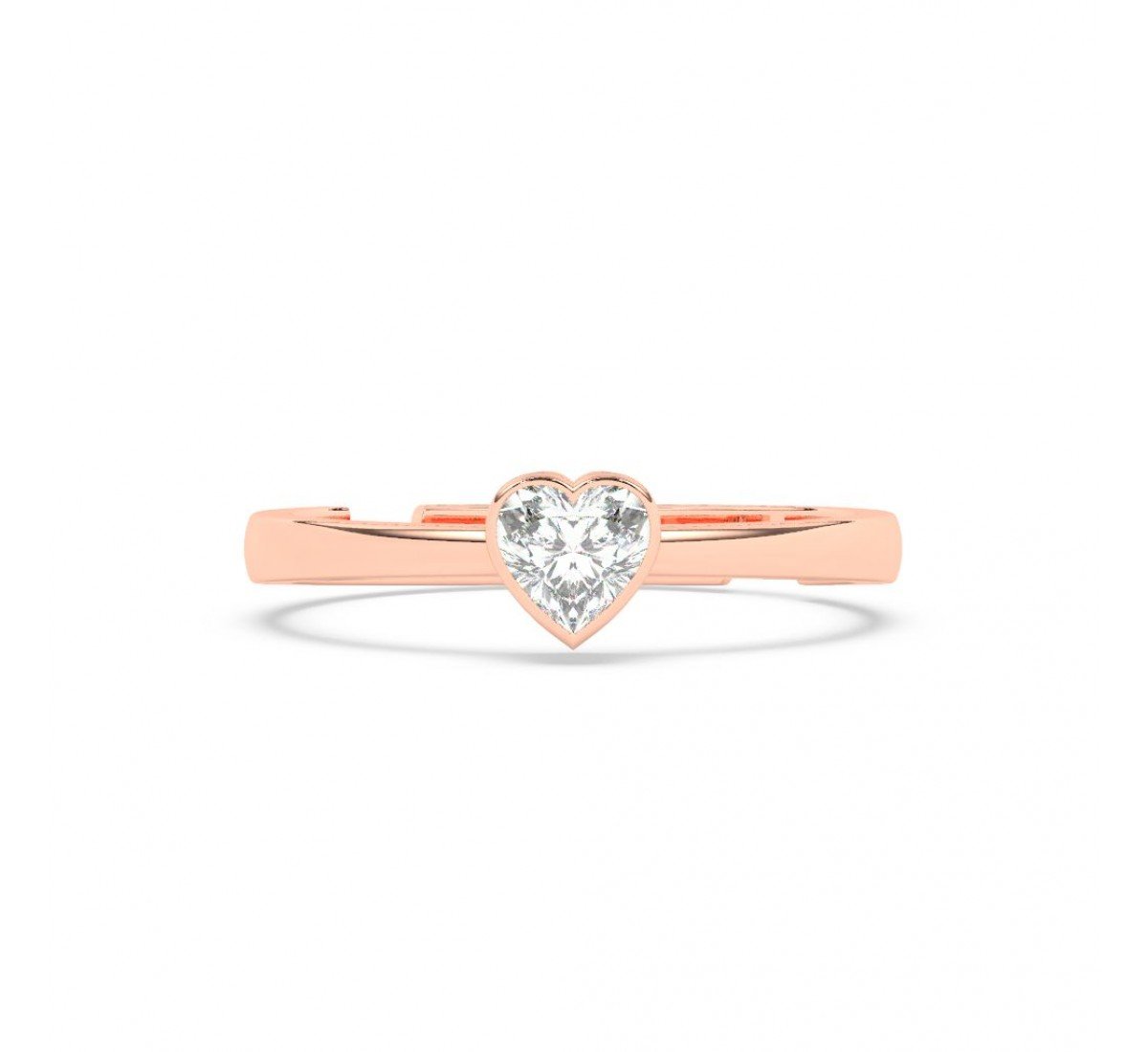 Rose Gold Heart Solitaire Sterling Ring