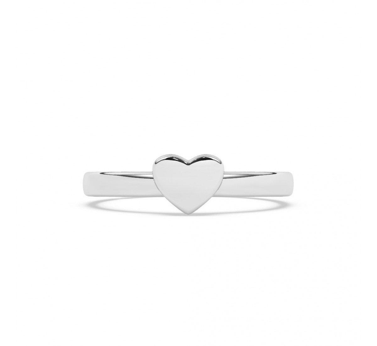 Silver Glossy Finished Heart Ring