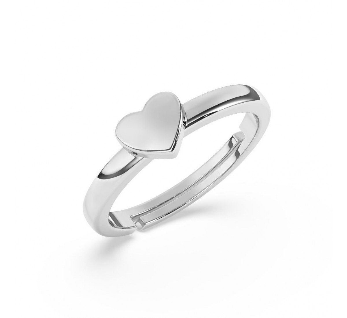 Silver Glossy Finished Heart Ring