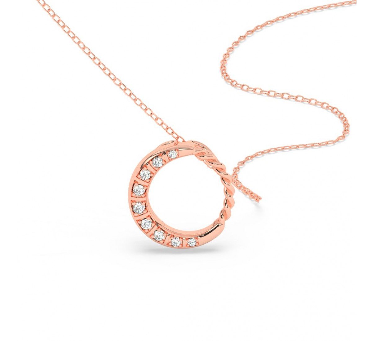 Rose Gold Round Pendent With Chain