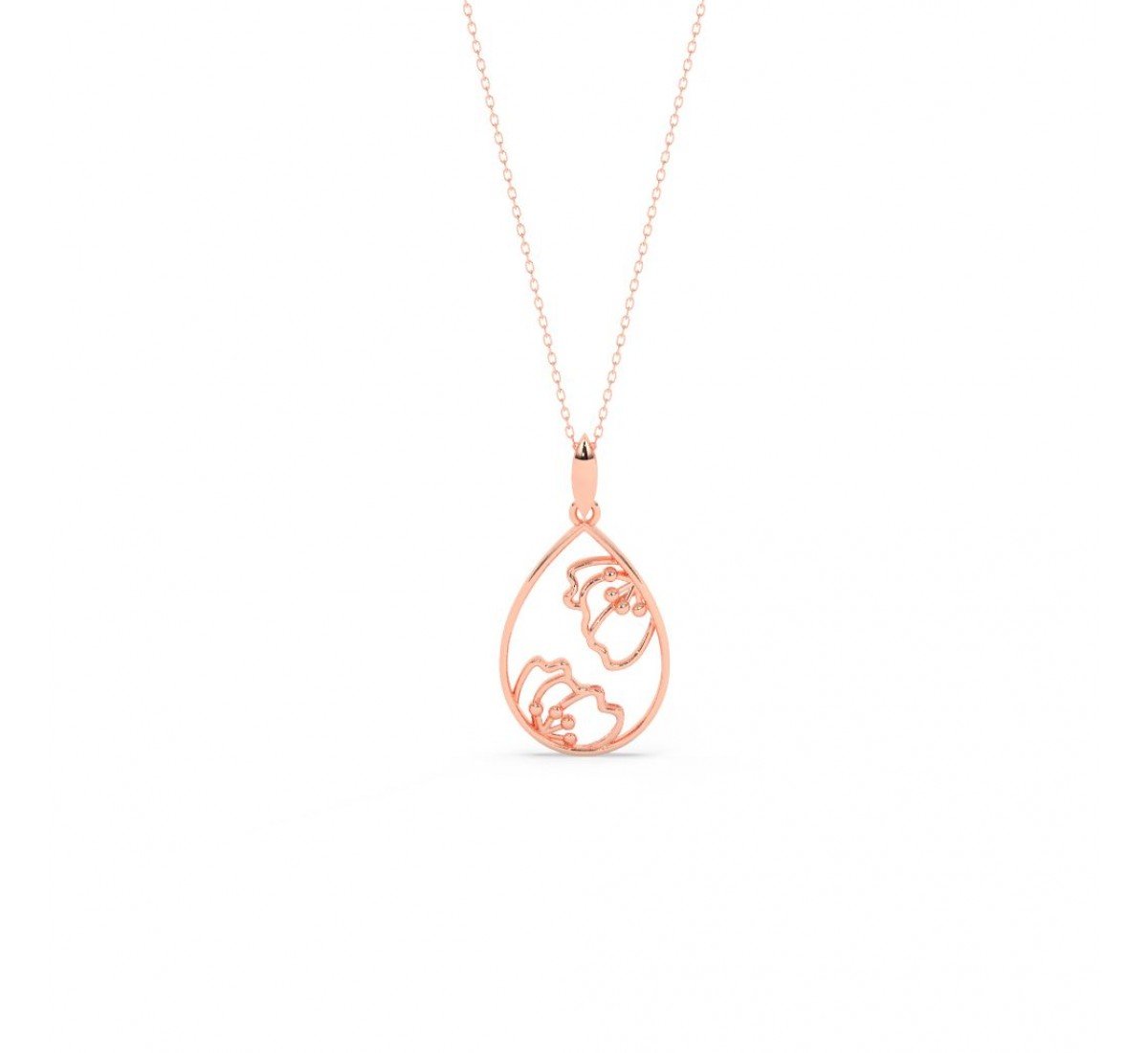 Rose Gold Eddy Floral Marquise Pendent