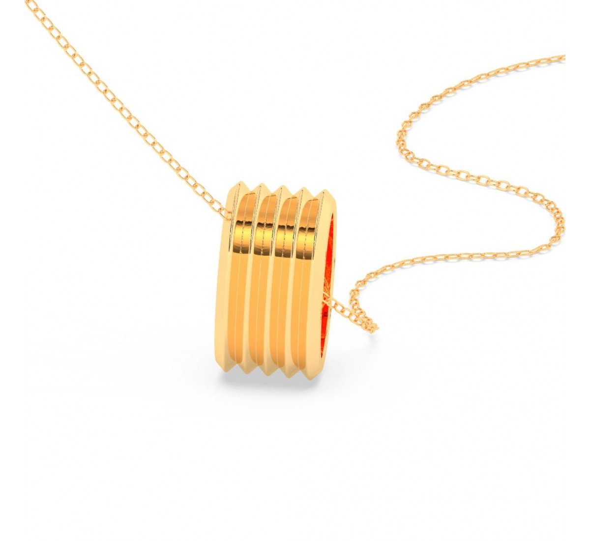 Gold Bangal Style Pandent With Link Chain