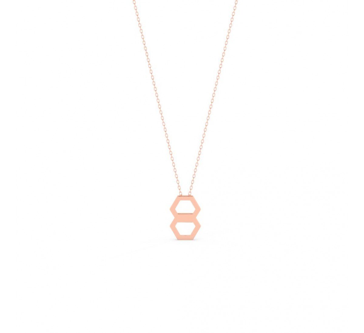 Rose Gold Double Hexagon Pendent