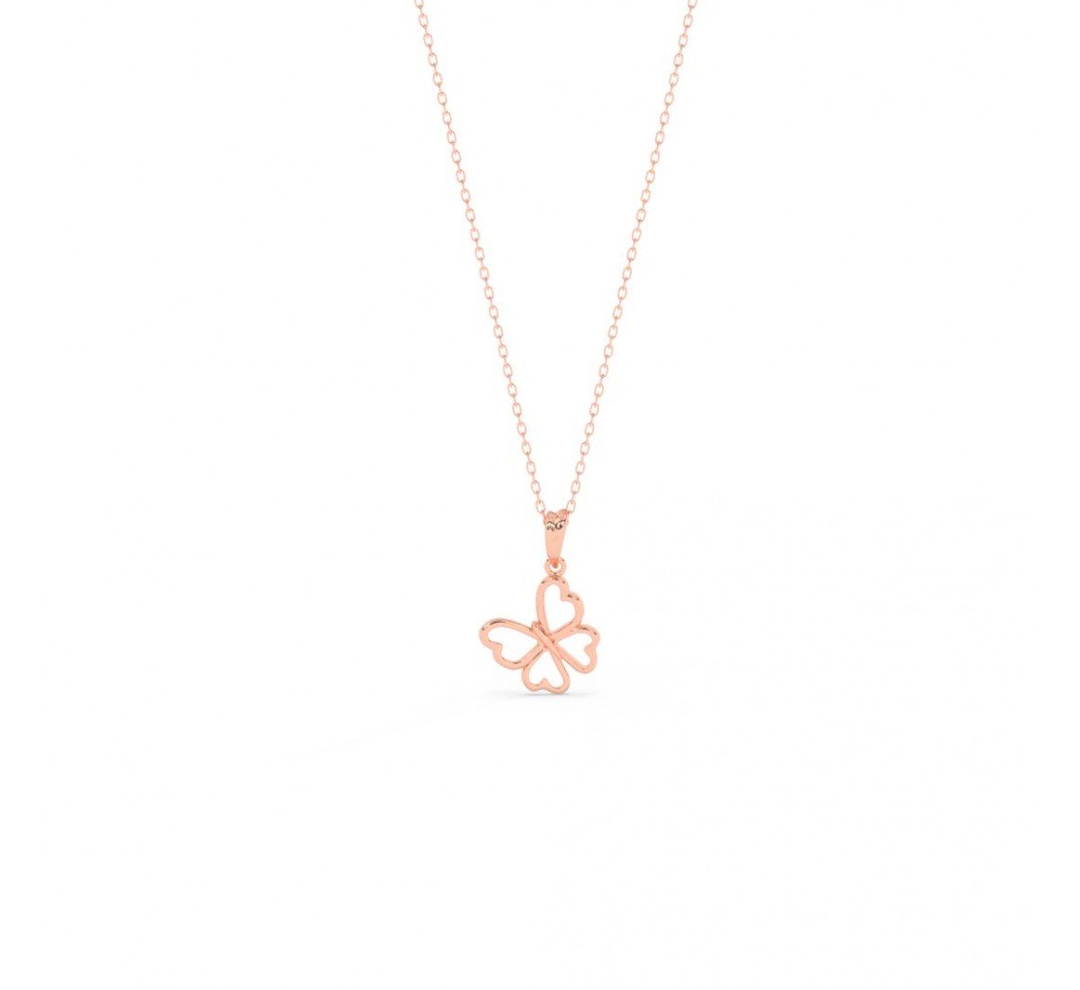 Rose Gold Butterfly Pendant With Link Chain