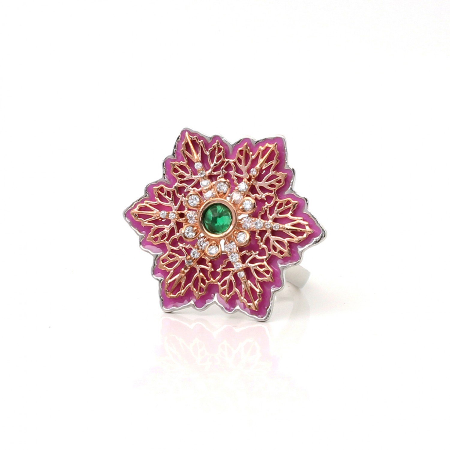 Silver Revolving Pink Cocktail Ring