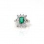 Silver Zircon Stud With Green Gemstone Ring