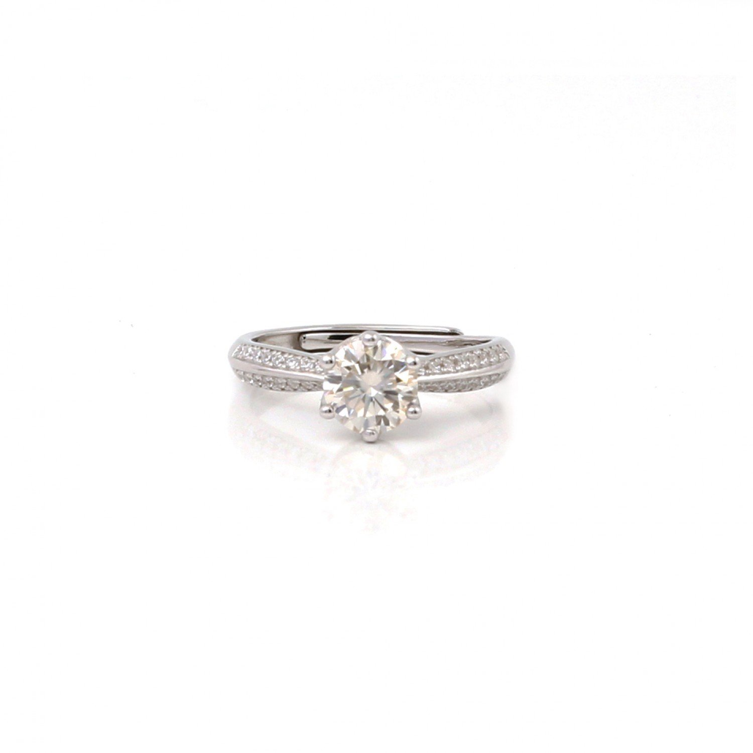 Silver Solitaire Elliptica Zircon Ring