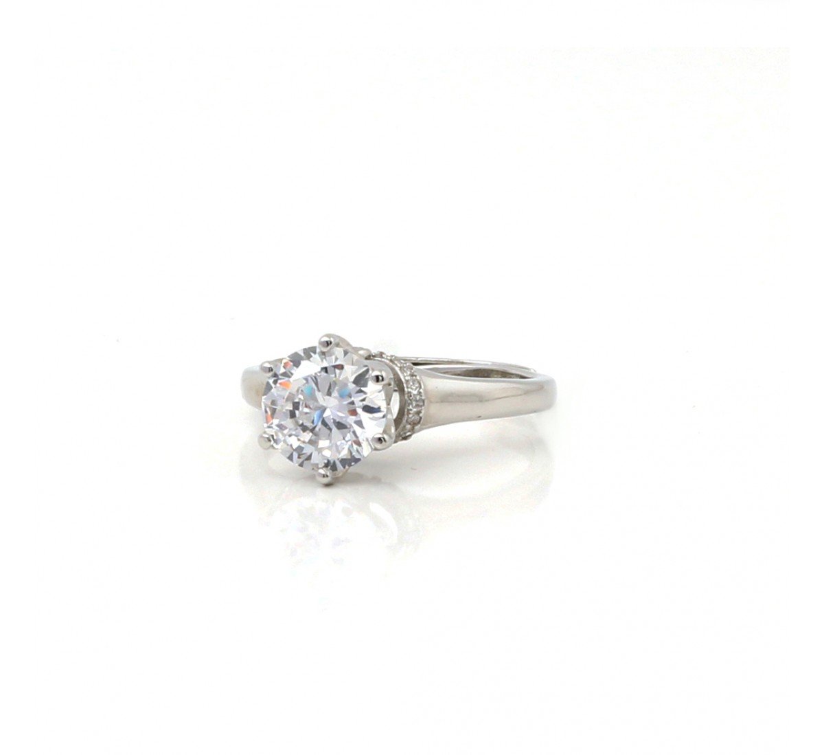 Silver Solitaire Engagement Zircon Ring