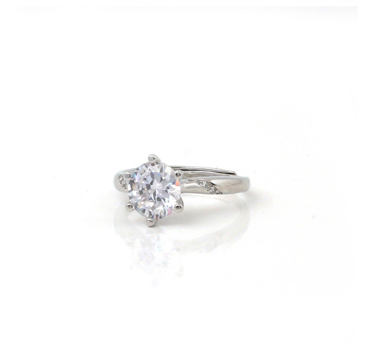 Silver Evergreen Engagement Zircon Ring