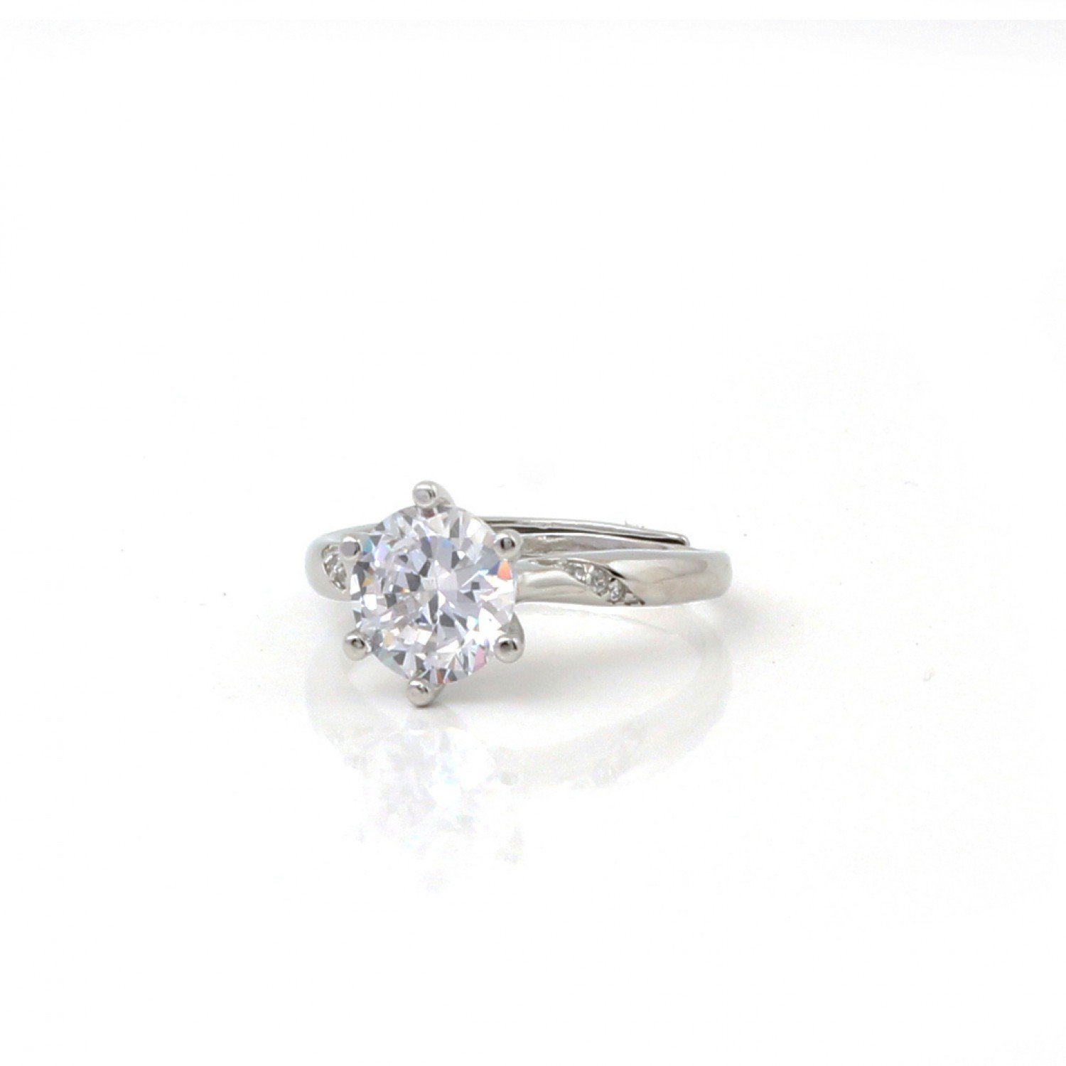 Silver Evergreen Engagement Zircon Ring