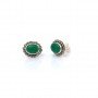 Silver Oxidised Green Oval Shape Studs