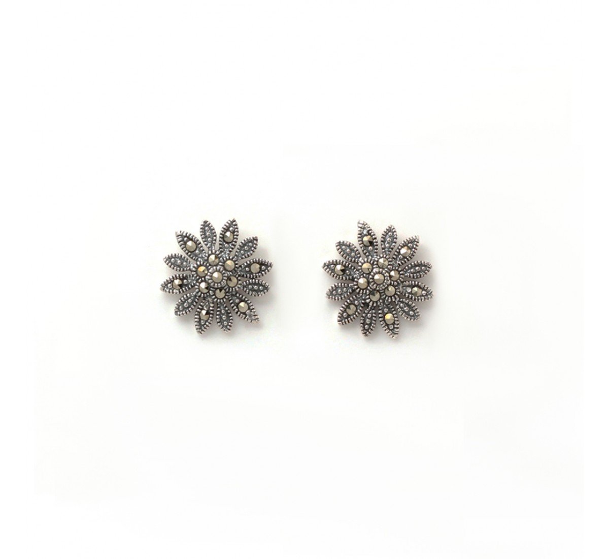 Silver Oxidised Sparkling Star Studs
