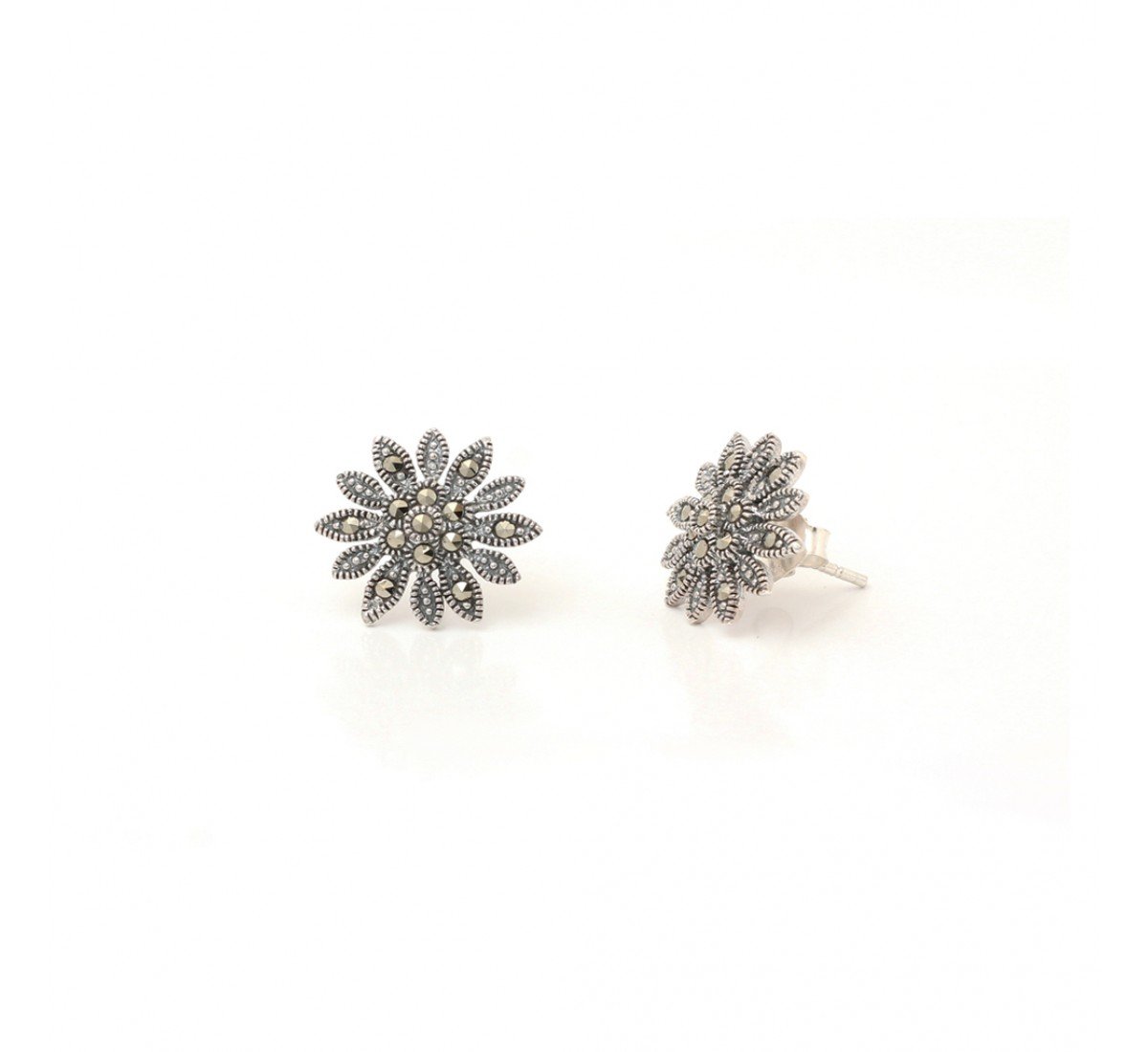 Silver Oxidised Sparkling Star Studs