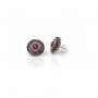 Silver Oxidised Encircle Hammer Red Stone Studs