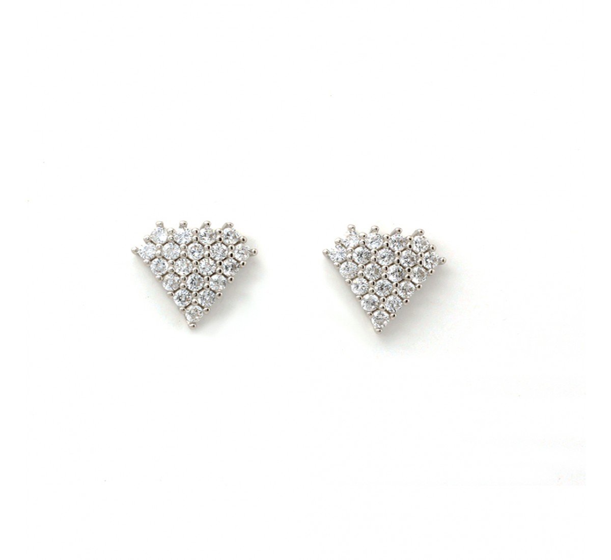 Silver Zircon Joint Hexagon Stud