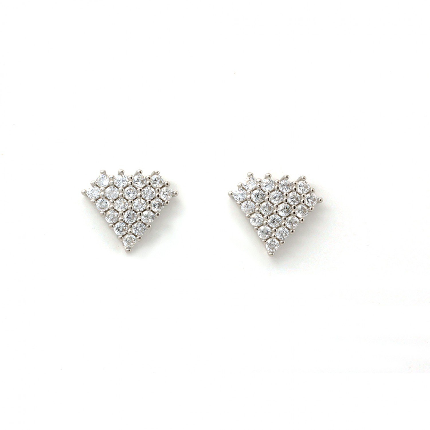 Silver Zircon Joint Hexagon Stud