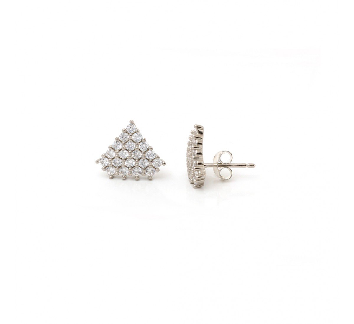 Silver Zircon Joint Hexagon Stud