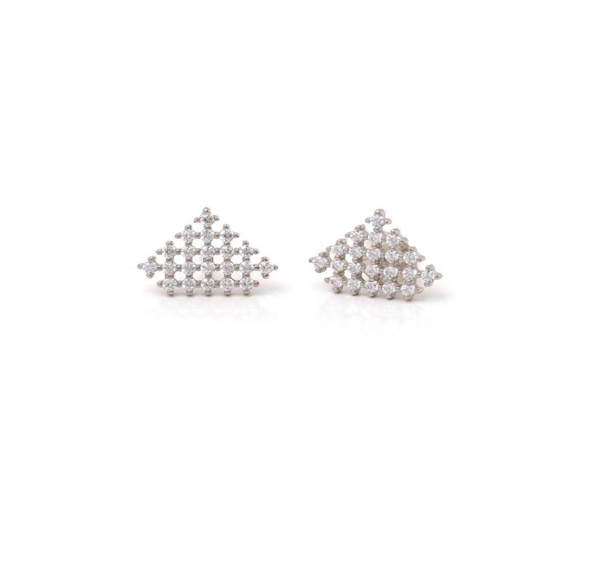 Silver Zircon Triangle Shape Studs