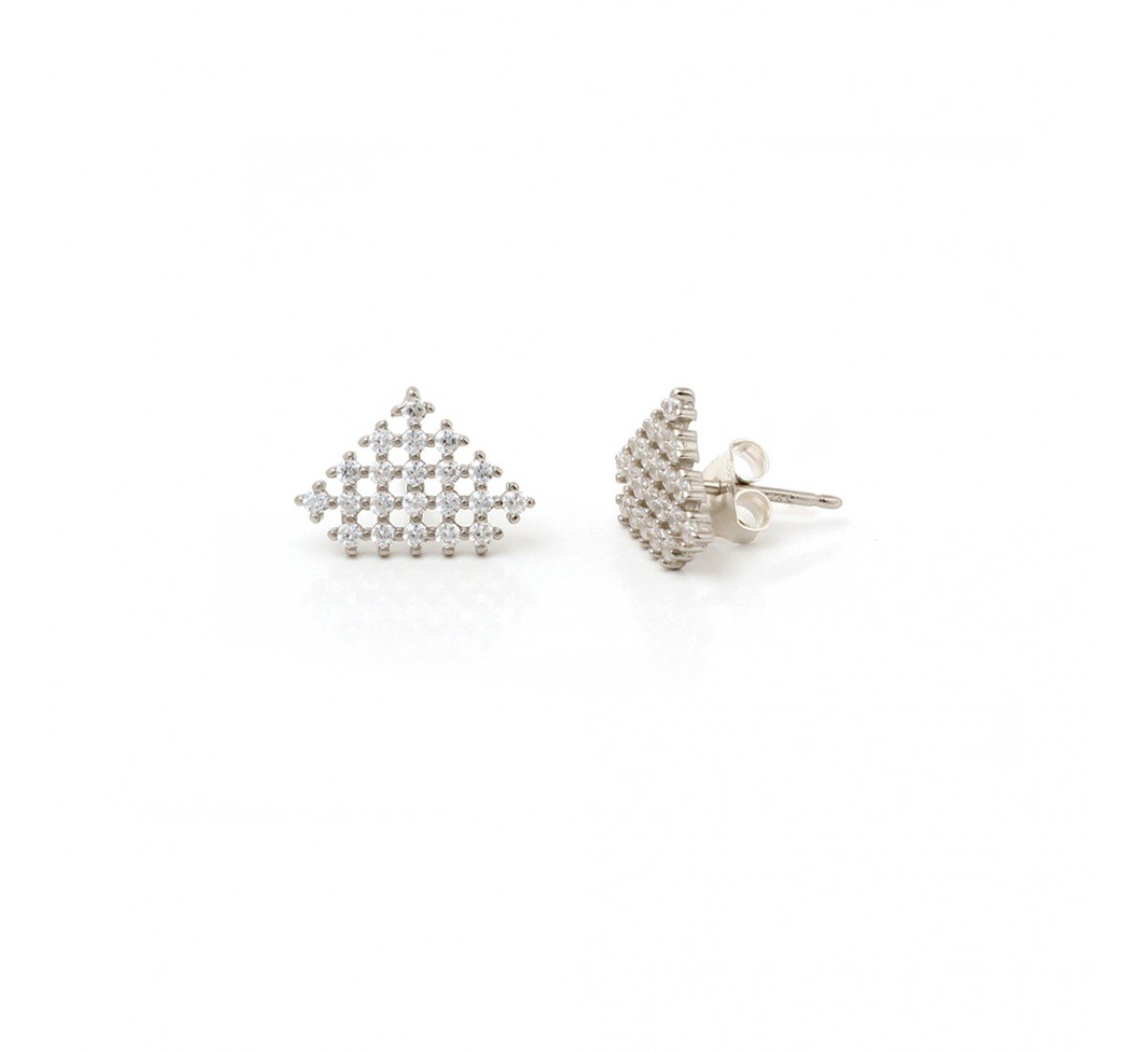 Silver Zircon Triangle Shape Studs