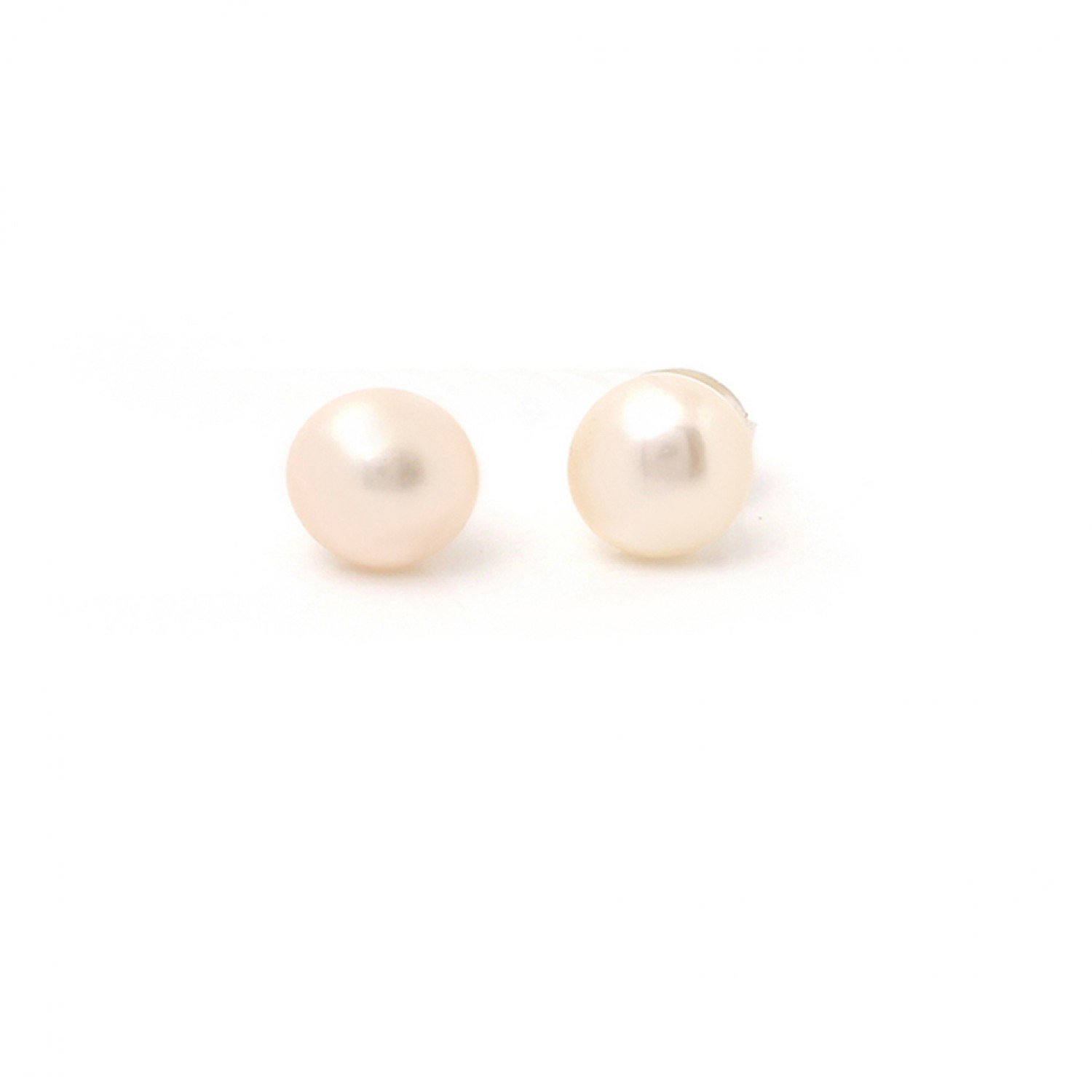 Silver Large White Pearl Earrings