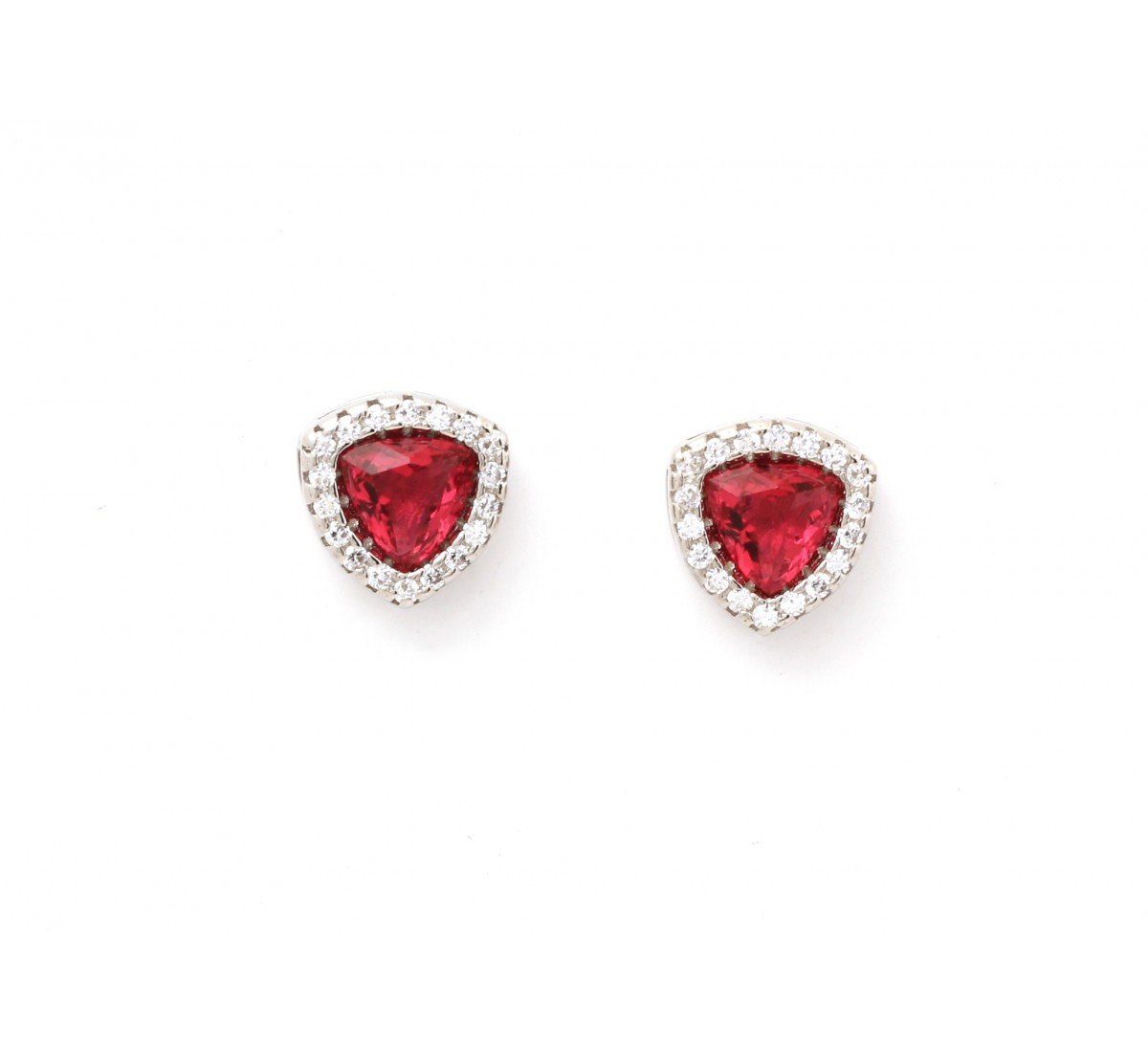 Silver Triangle Red Studs