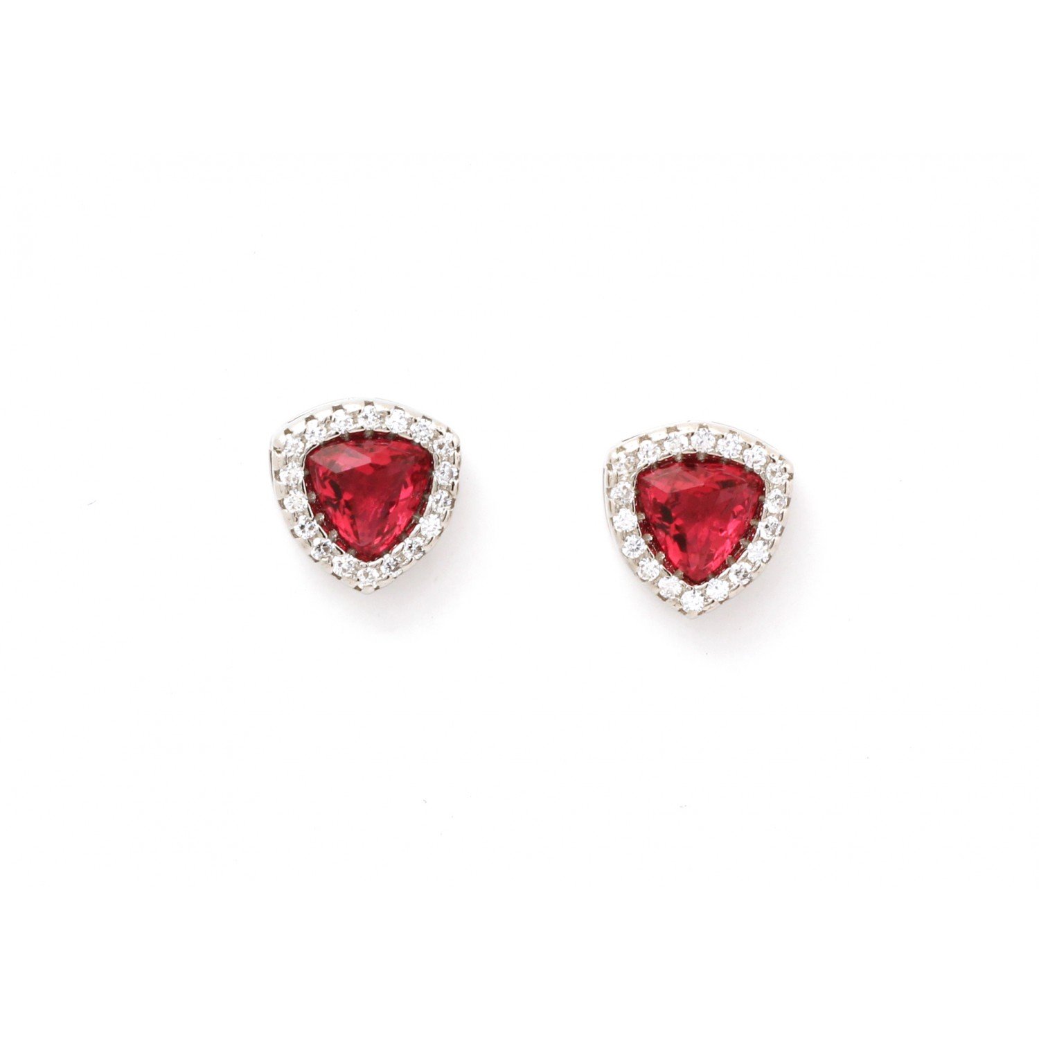 Silver Triangle Red Studs