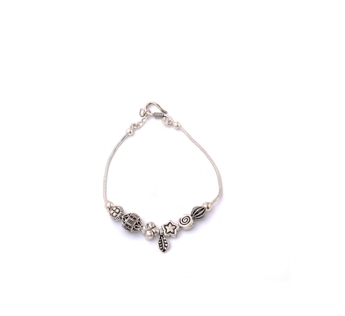 Silver Oxidised Concentric Floral Bracelet