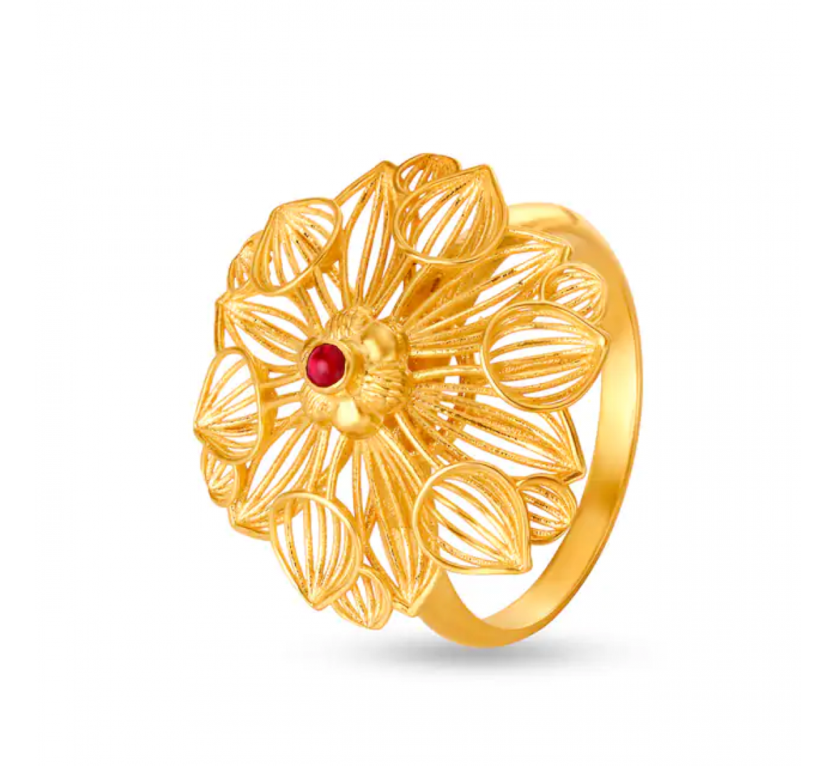 Overlapping Gold Leaves Ring