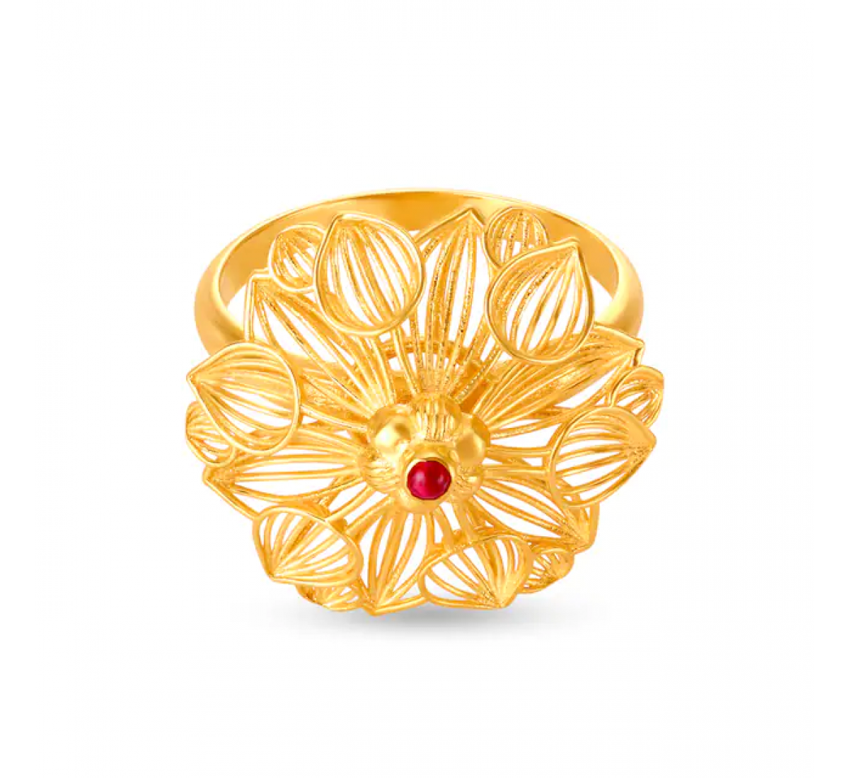 Overlapping Gold Leaves Ring