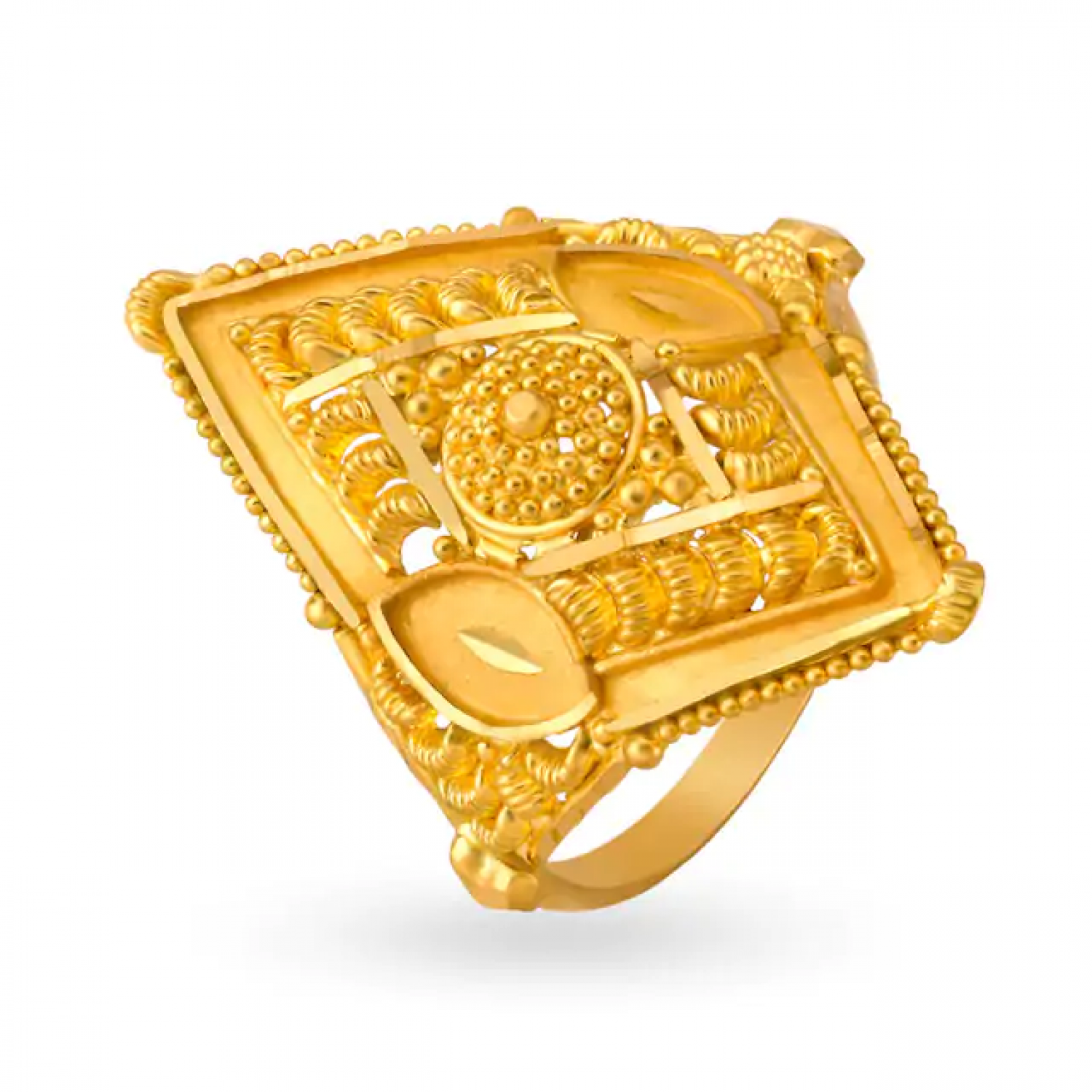 Geometric Rawa Work Gold Ring