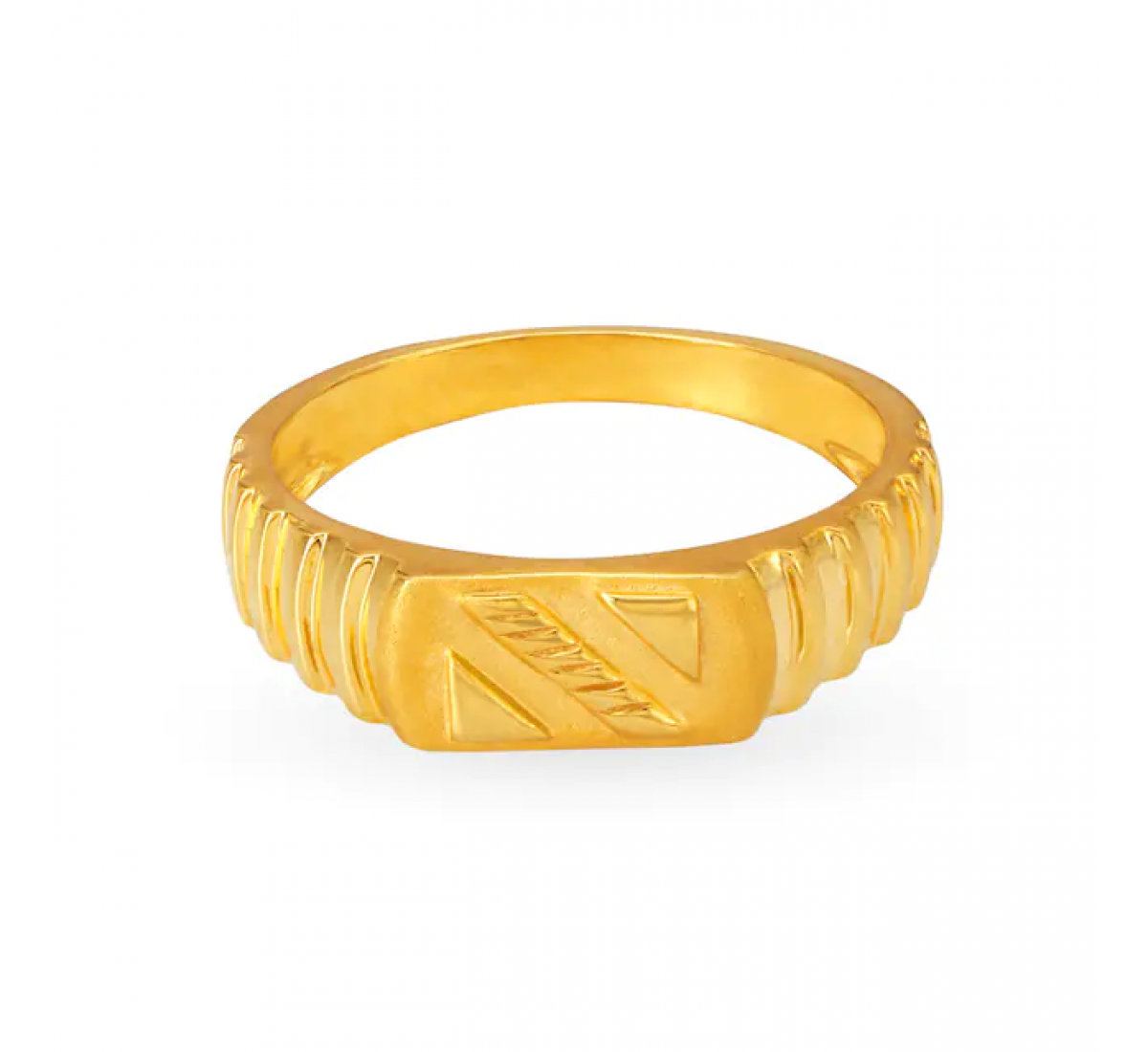 Edgy Gold Ridge Patterned Ring