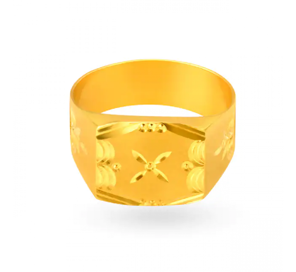 Geometric Embossed Gold Ring