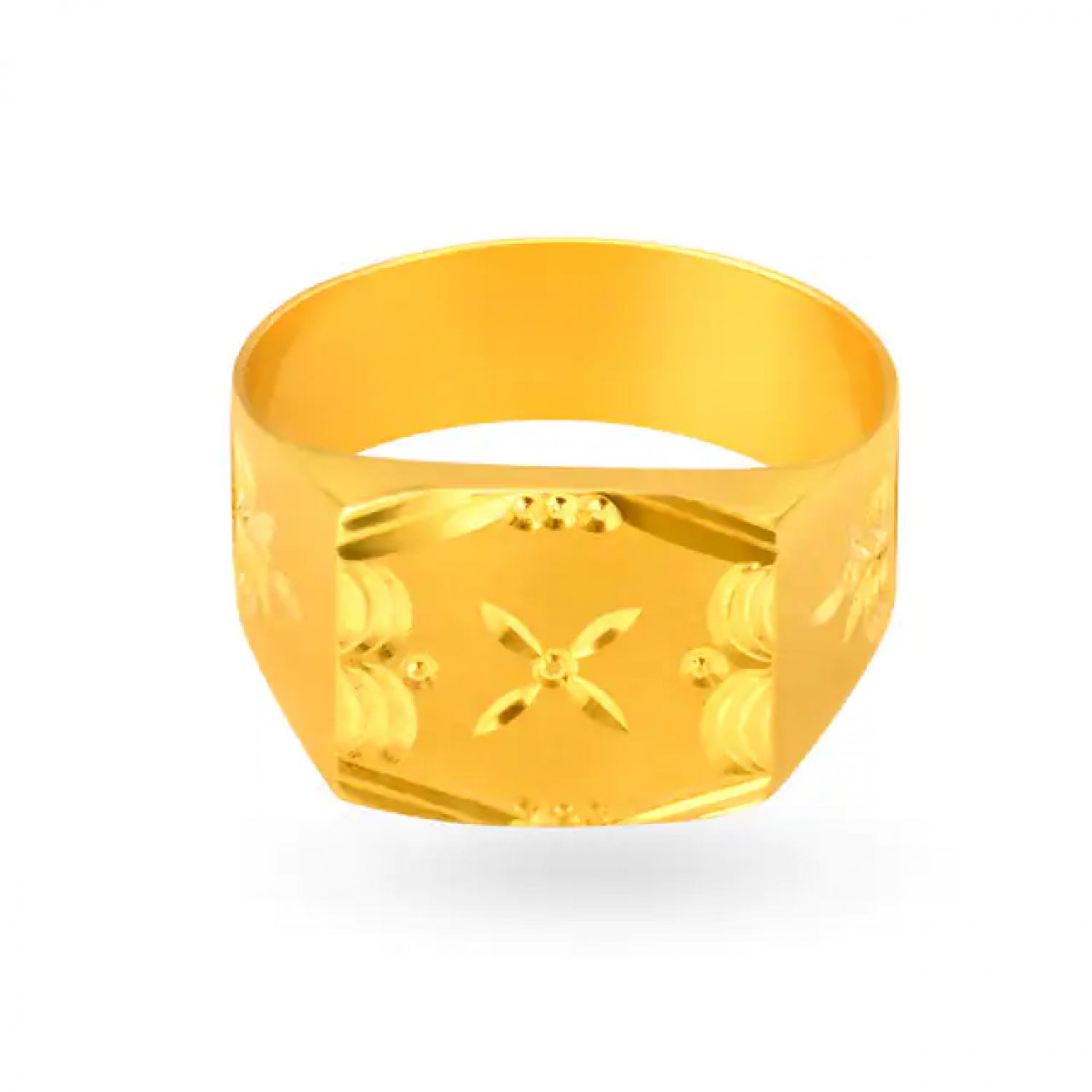 Geometric Embossed Gold Ring