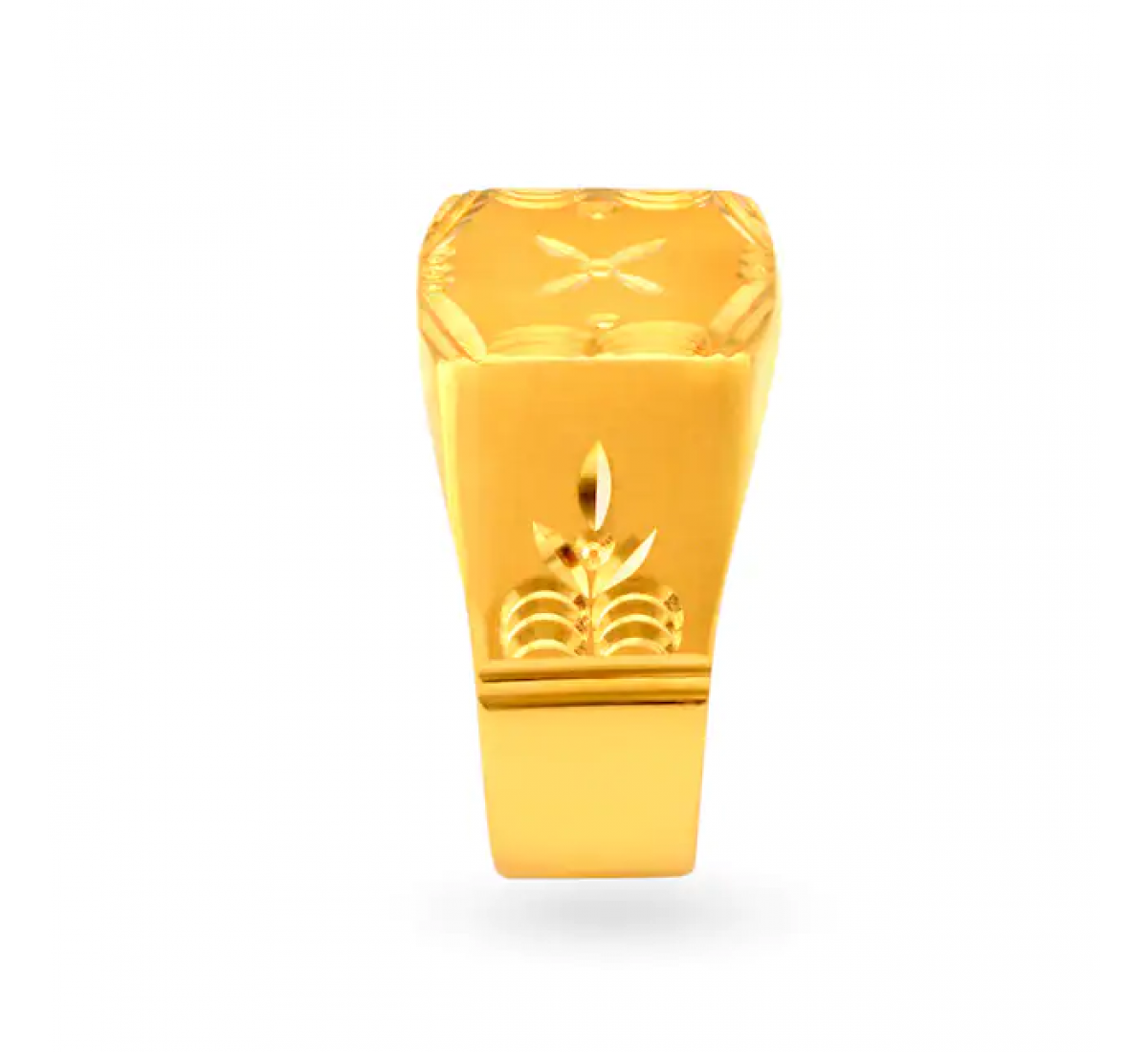 Geometric Embossed Gold Ring