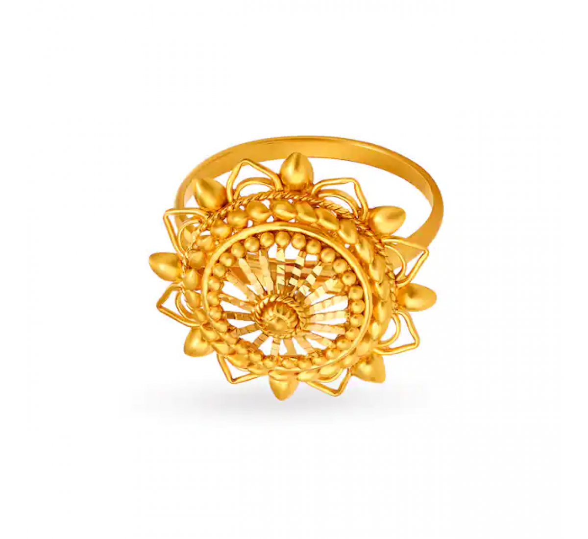 Stately Burfi Floral Gold Ring