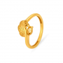 Elegant Ridged Leaf Gold Ring