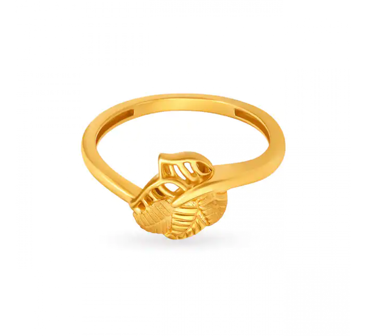 Elegant Ridged Leaf Gold Ring