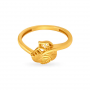 Elegant Ridged Leaf Gold Ring
