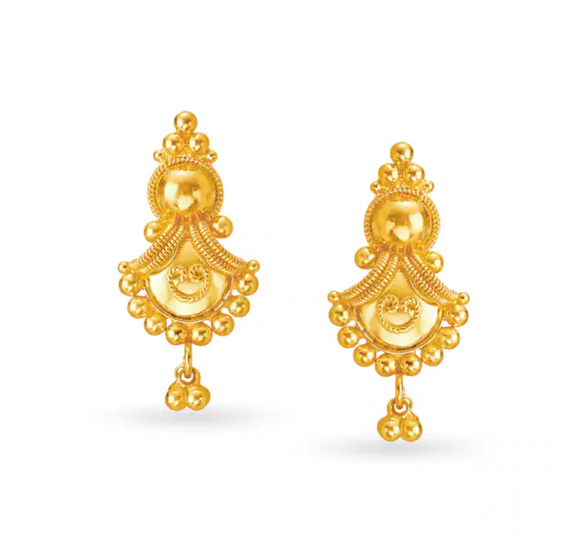 Acorn Fancy Drop Gold Earrings