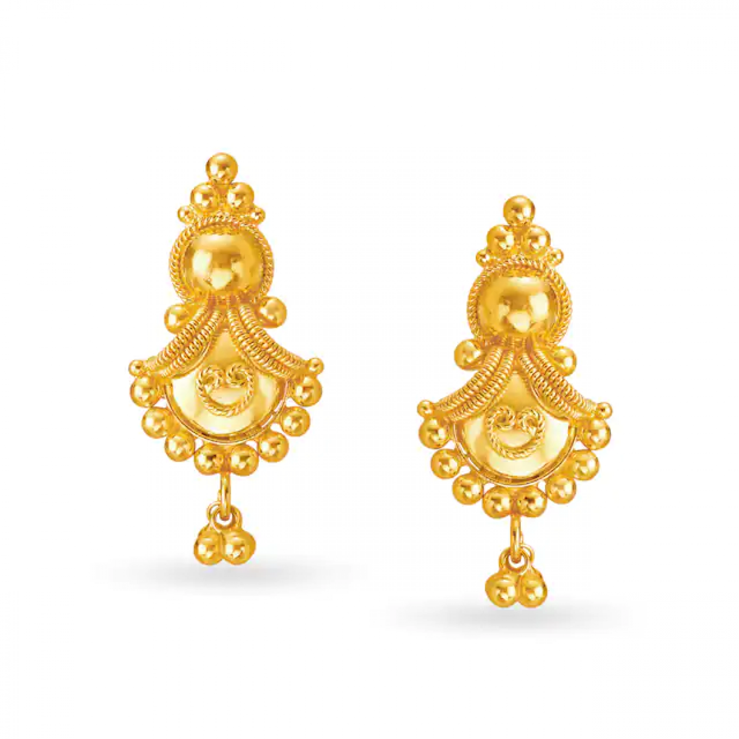 Acorn Fancy Drop Gold Earrings