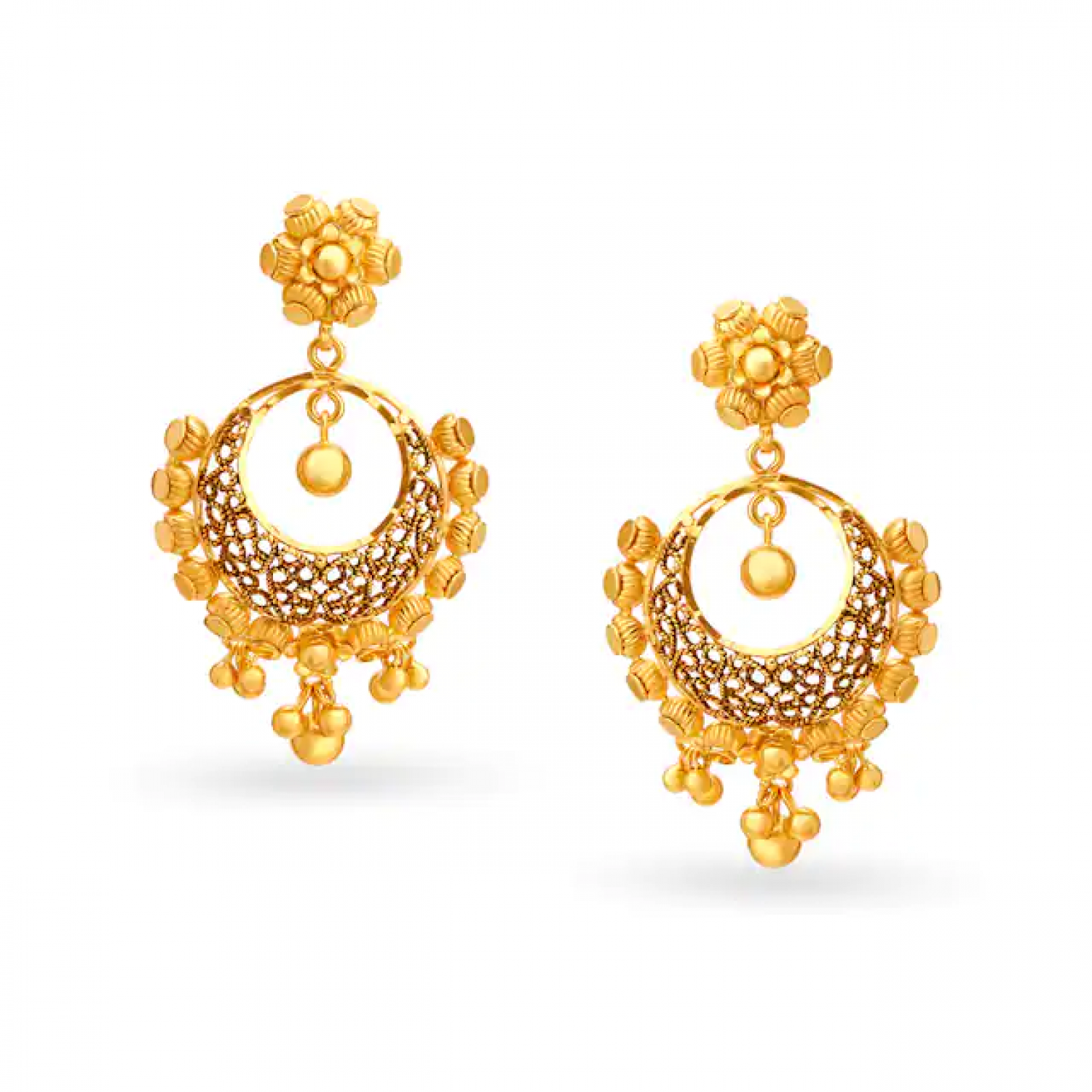 Mega Beaded Drop Gold Earrings