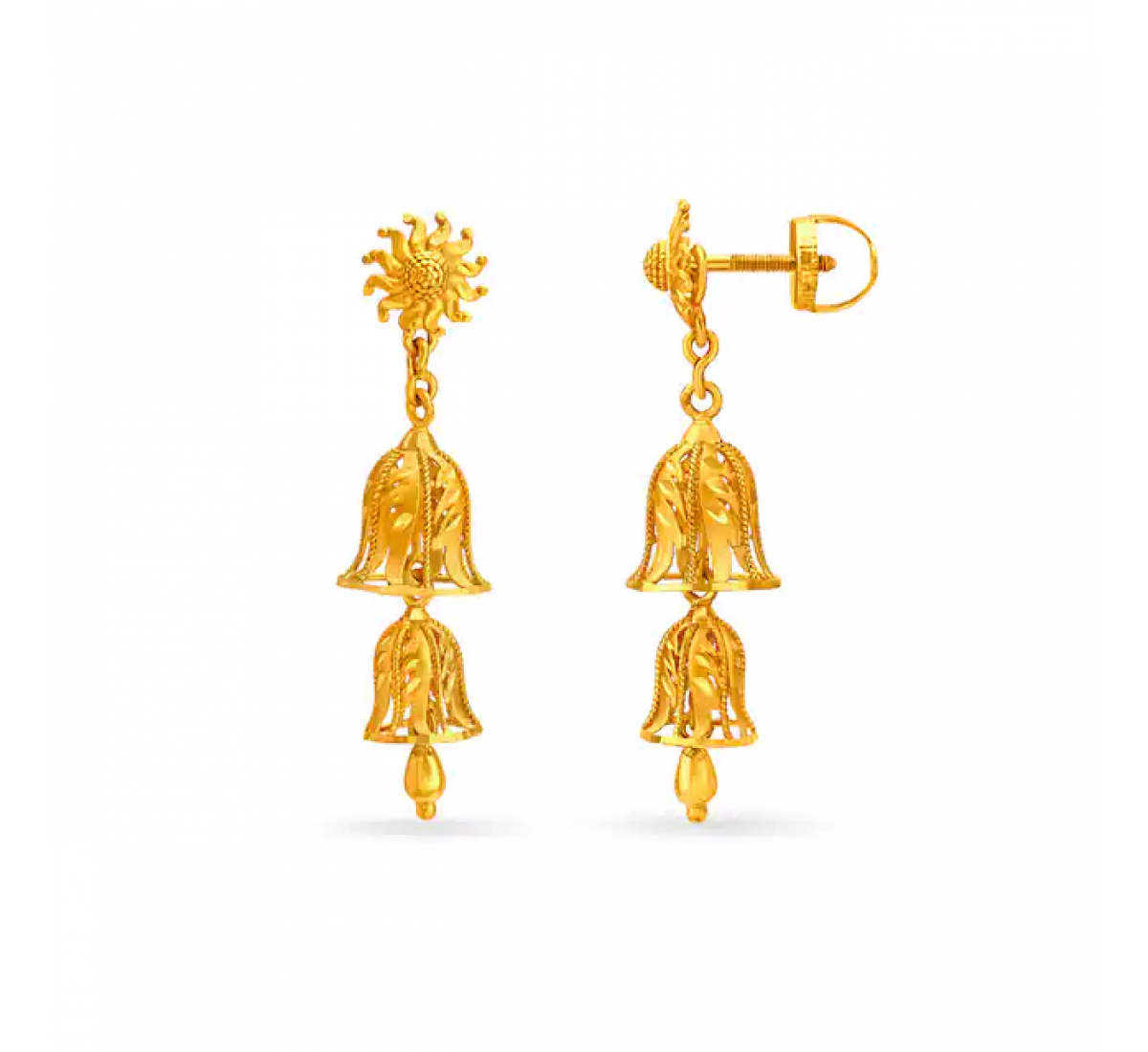 Artistic Gold Floral Jhumkas