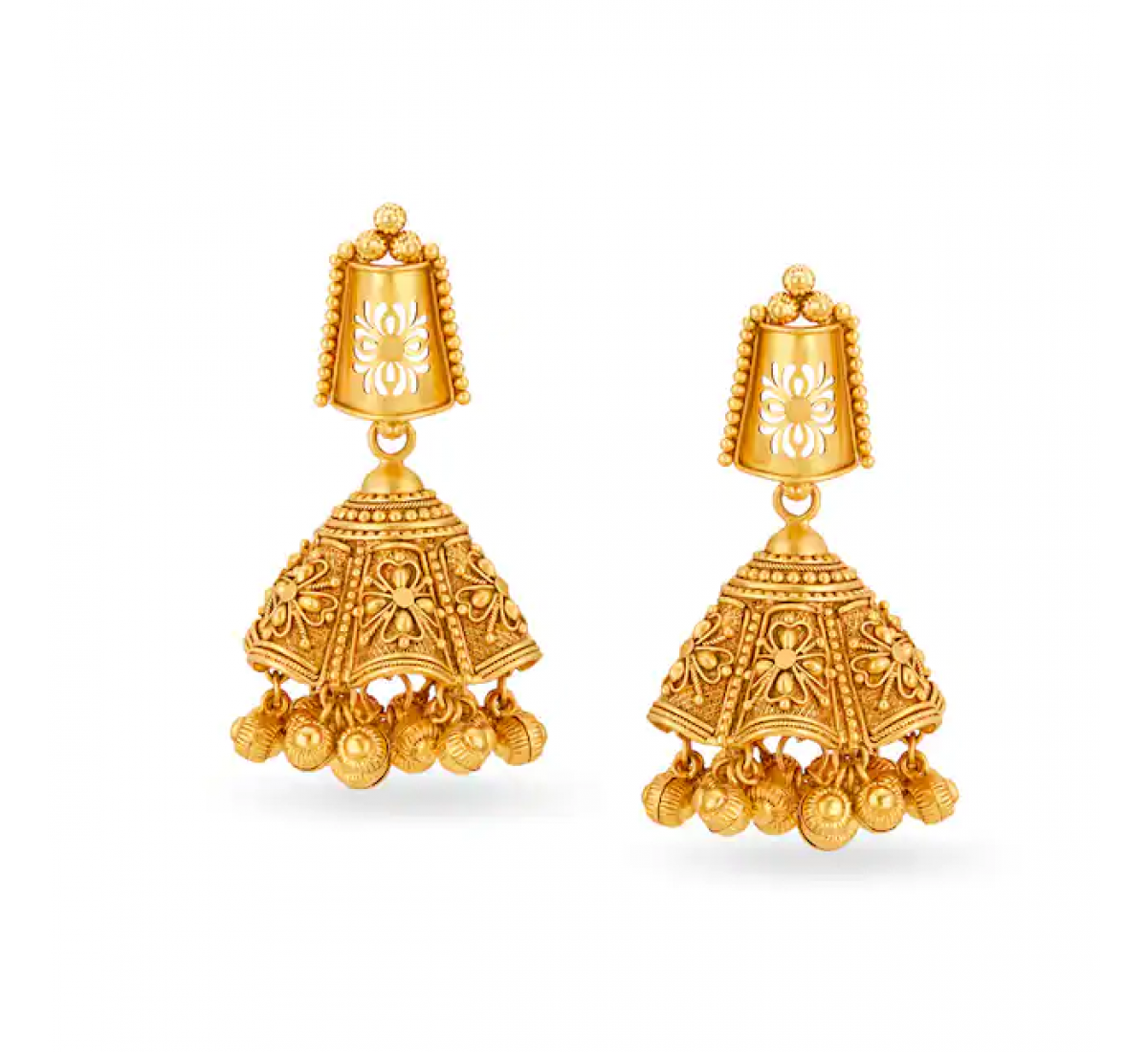 Esoteric Gold Floral Jhumkas