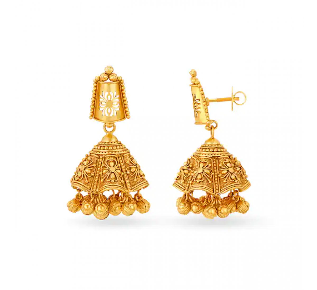Esoteric Gold Floral Jhumkas